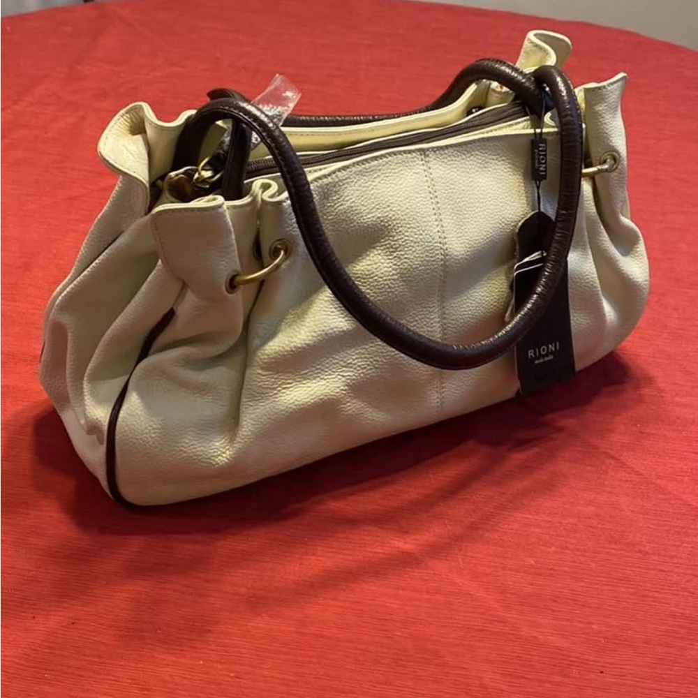 Rioni Cream and Brown BLOSSOM Tote Women's Bag